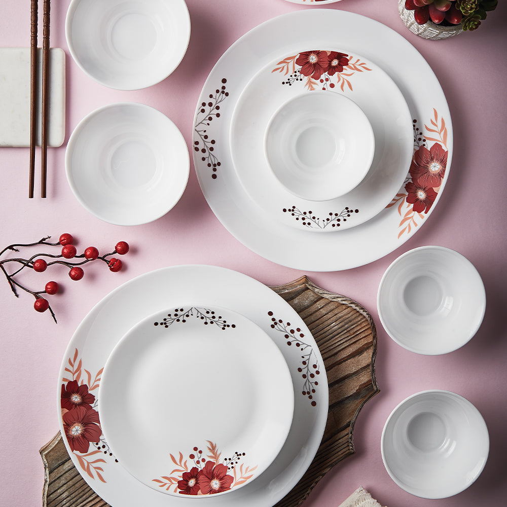 Larah by Borosil Paradise Dinner Set, 44 pc