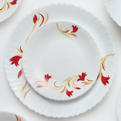 Larah by Borosil Red Lily Dinner Set, 19 pc