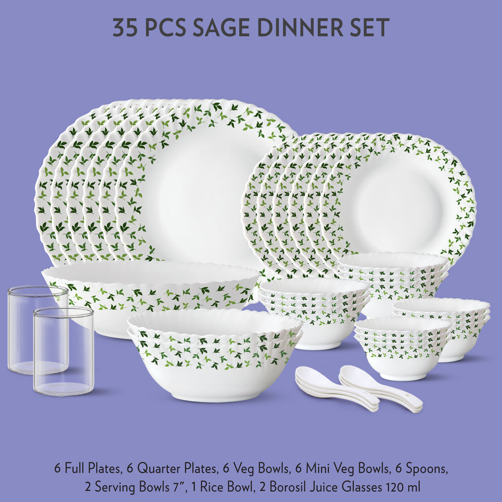 Larah by Borosil Sage Dinner Set, 39 pc