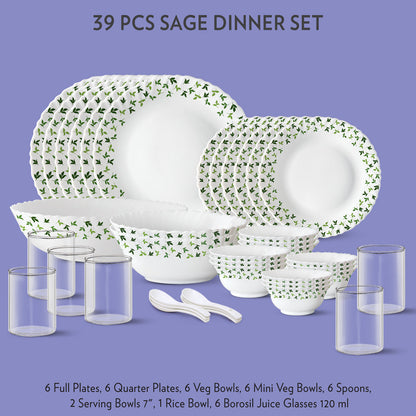 Larah Sage Dinner Set, 33 pc