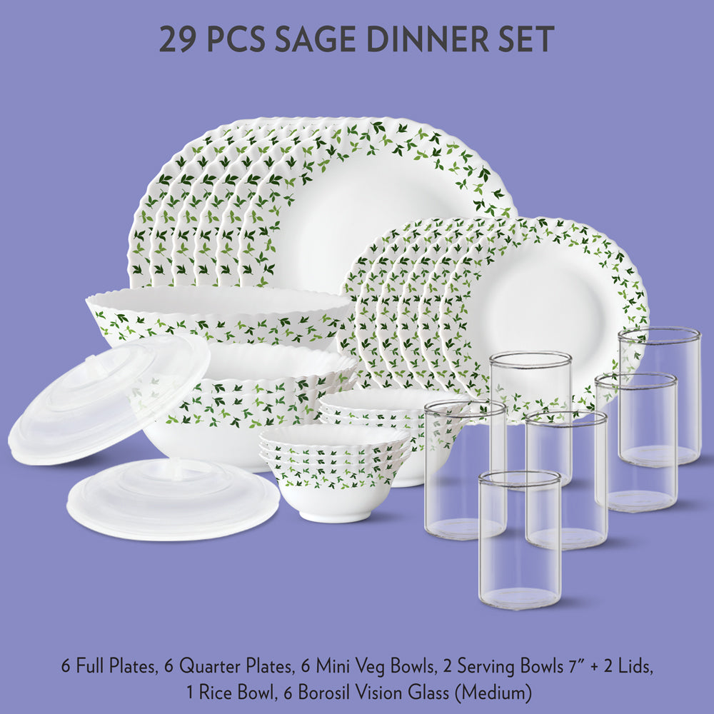 Larah by Borosil Sage Dinner Set, 39 pc