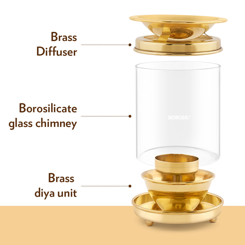 My Borosil Diya Lights & Diffusers Medium Borosil Brass Diffuser