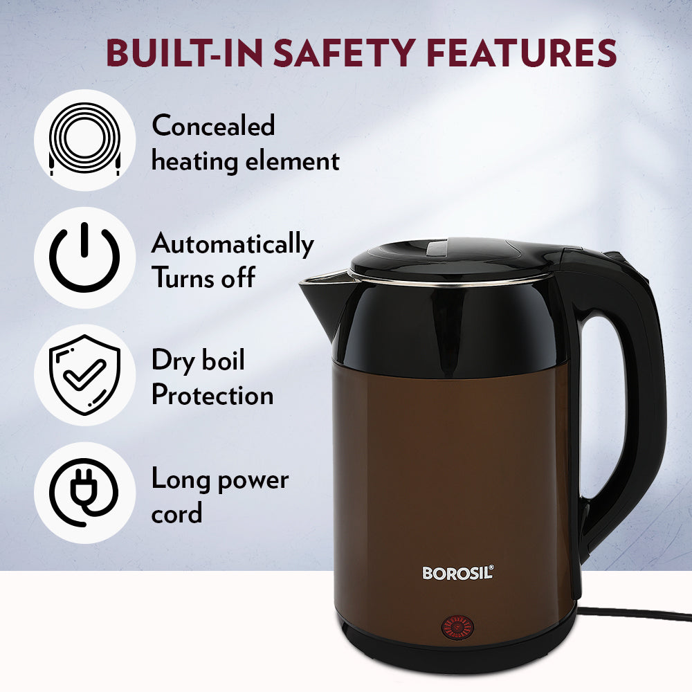 My Borosil Electric Kettles Borosil Cooltouch Electric Kettle Brown, 1.8L