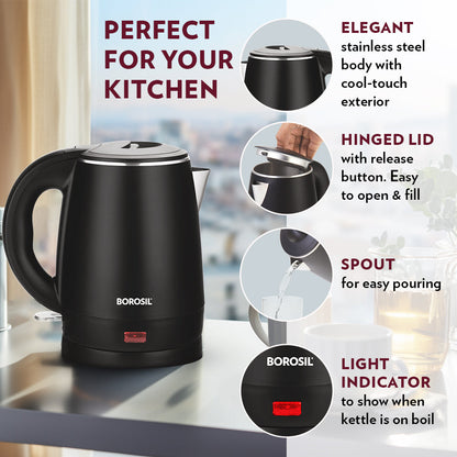 My Borosil Electric Kettles Borosil Cooltouch Kettle, 1.2 L