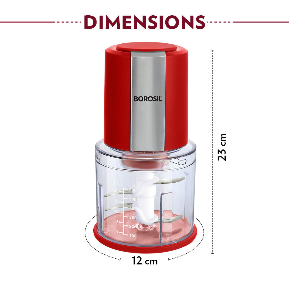 My Borosil Food Mixers & Blenders Borosil Chef Delite Chopper, Red