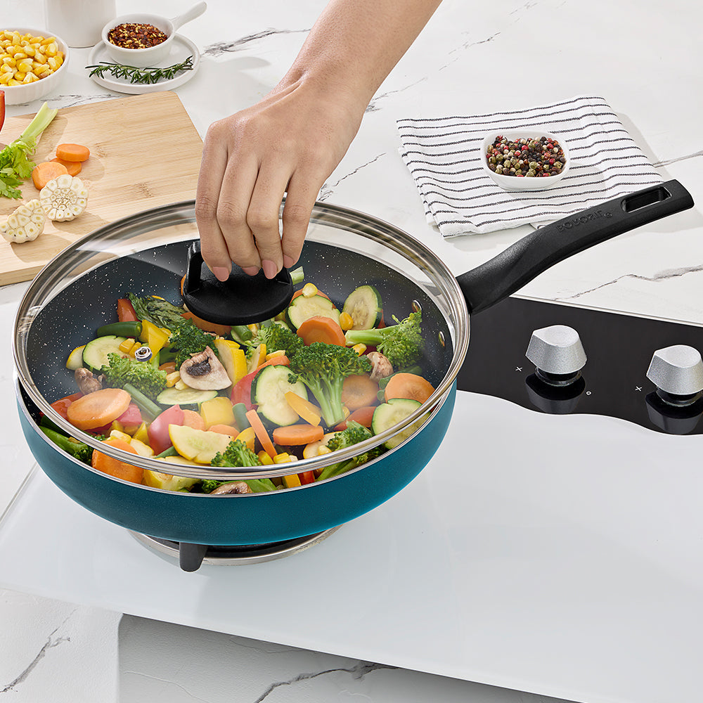 My Borosil Frying Pans 22 cm (1.5 L) Borosil Pro Chef Non-stick Deep Pan w Lid