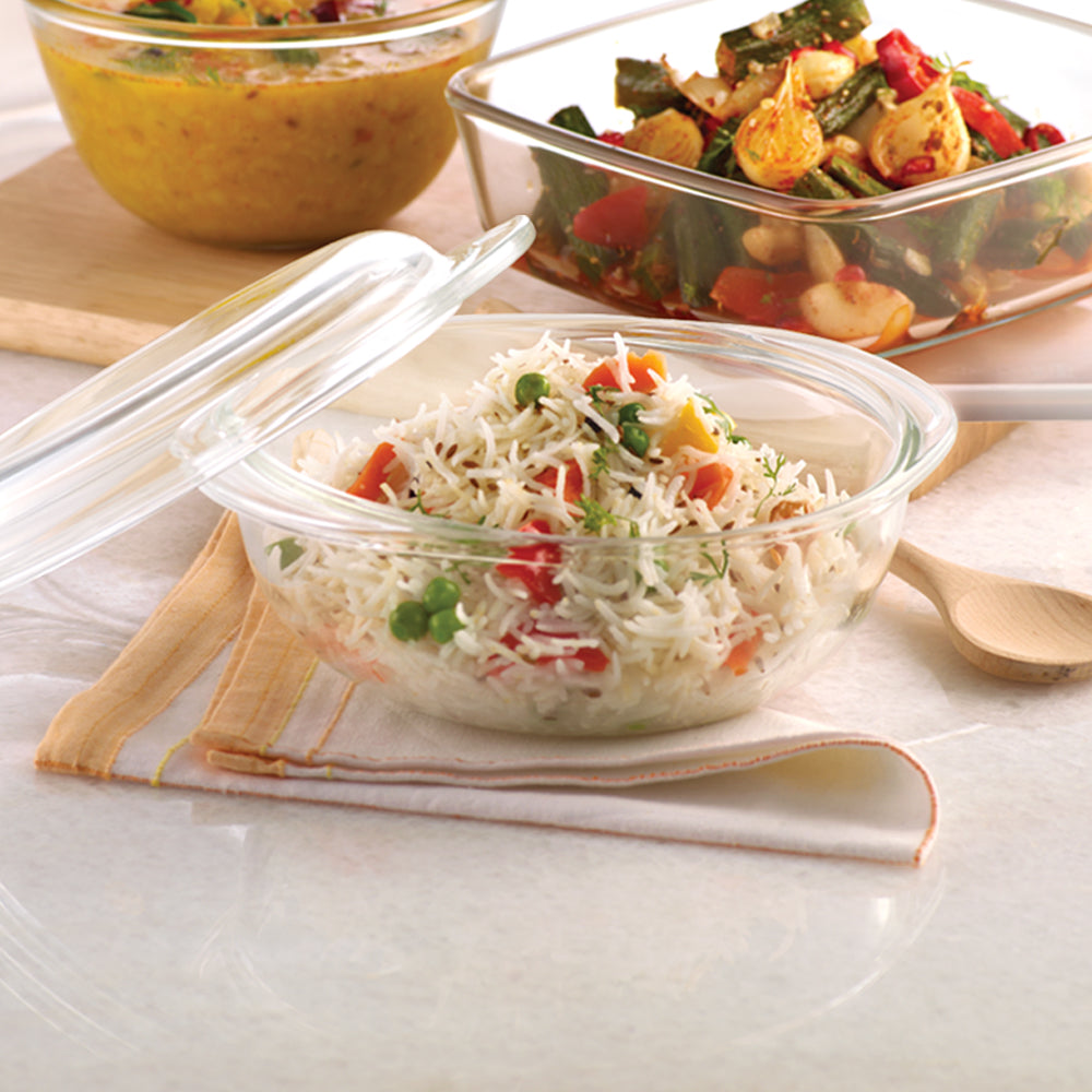 Borosil EasyGrip Round Casserole w Lid, 1.1L (IM)
