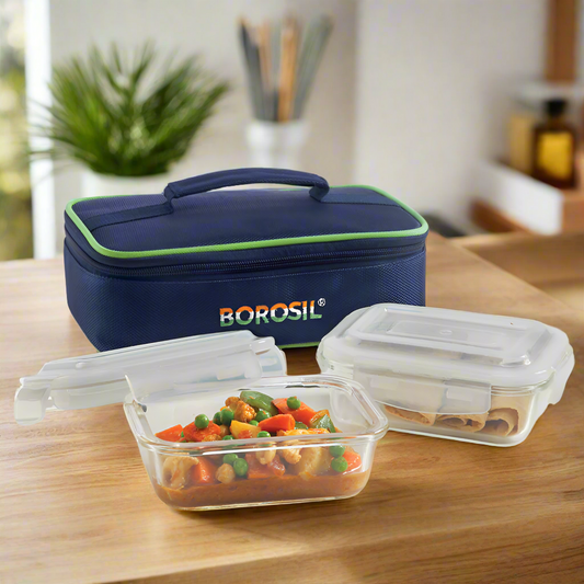 Borosil Pride Glass Lunchbox, Rectangular x 2