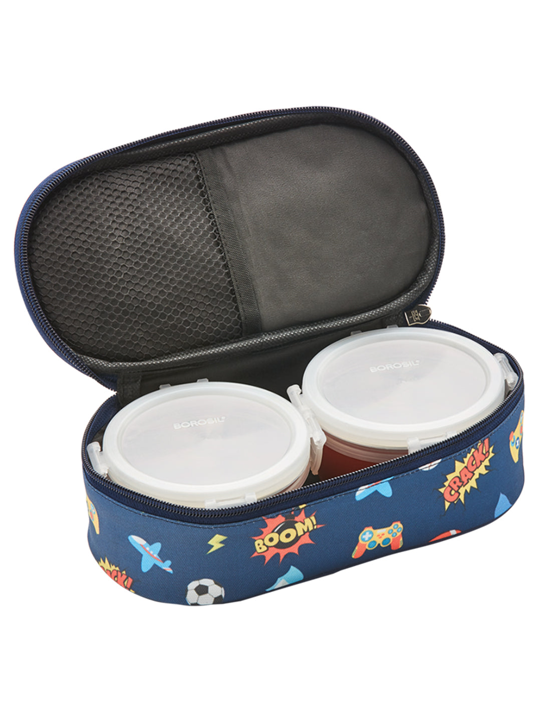 My Borosil Glass Lunchboxes Set of 2, 300ml Blaze Blue Kids Lunch Box, Round x 2 (Flat)