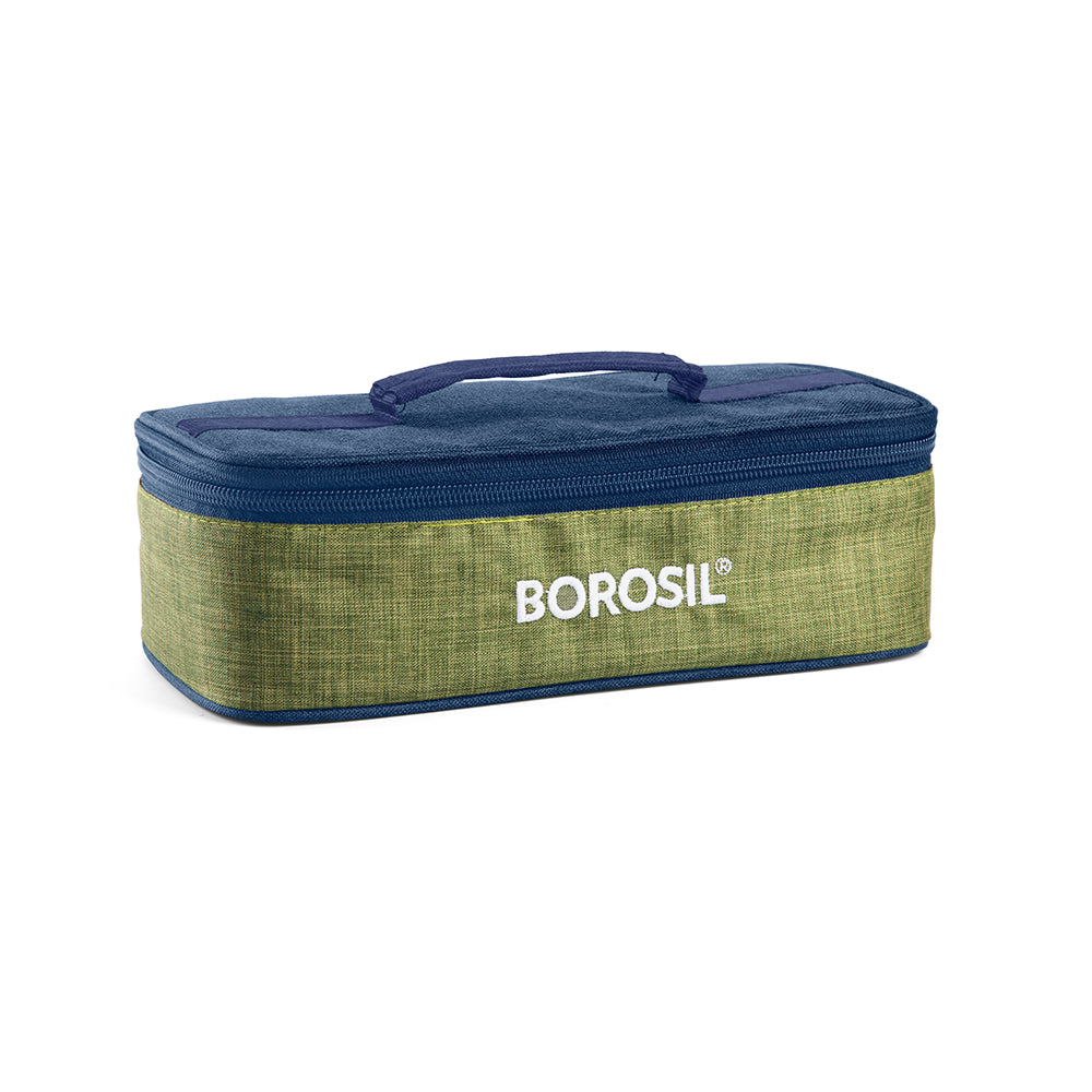 My Borosil Glass Lunchboxes Set of 2, 320ml Ace Green Glass Lunch Box, Square x 2 (Flat)