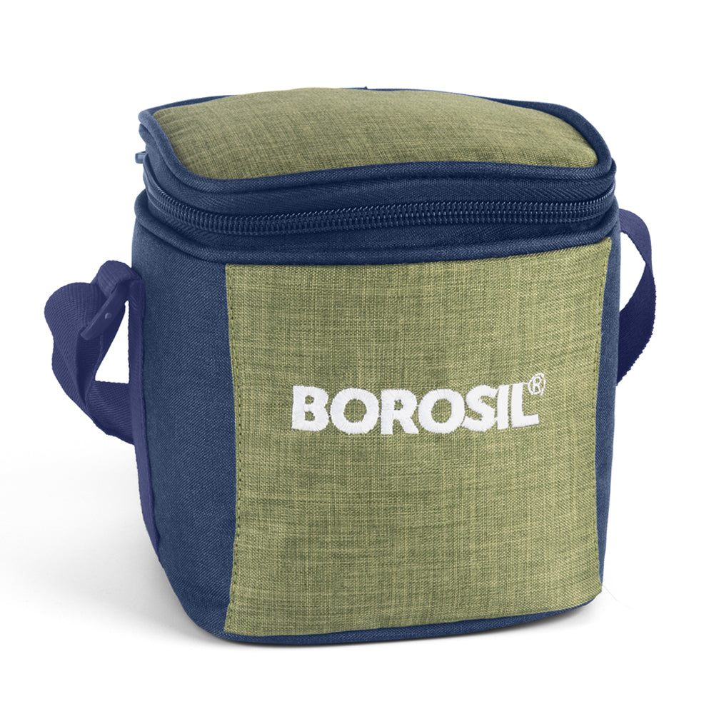 My Borosil Glass Lunchboxes Set of 2, 320ml Ace Green Glass Lunch Box, Square x 2 (Tall)