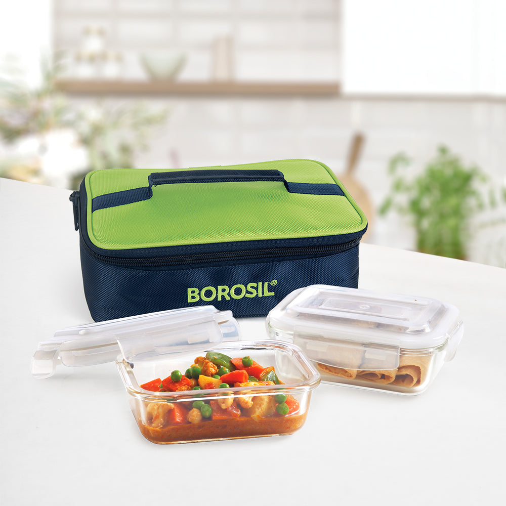Alfa Green Rectangular Glass Lunch Box