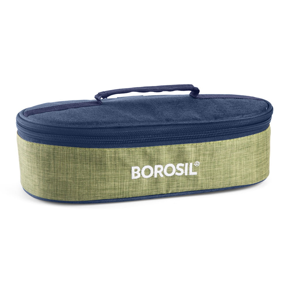 My Borosil Glass Lunchboxes Set of 2, 400ml Ace Green Glass Lunch Box, Round x 2 (Flat)