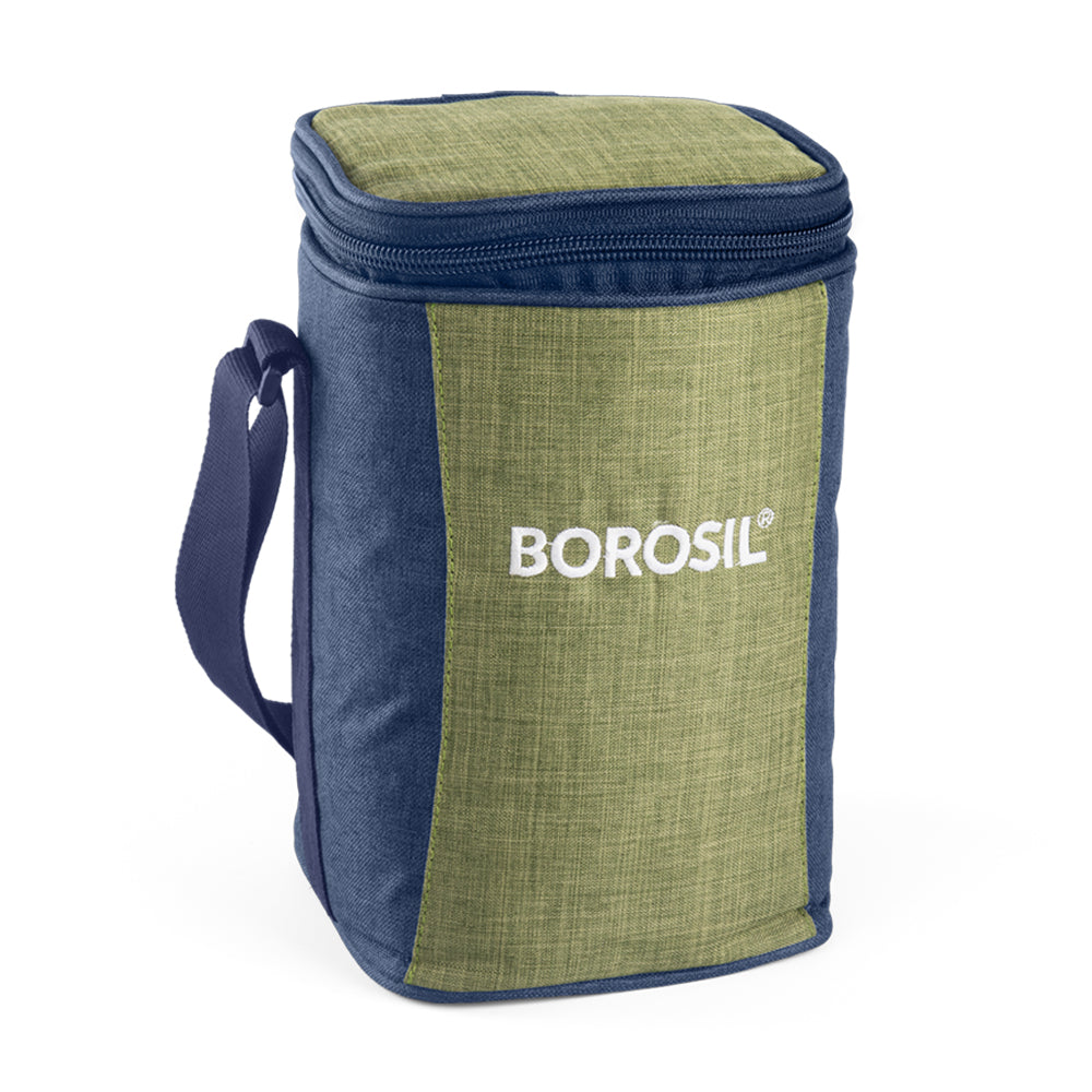 My Borosil Glass Lunchboxes Set of 3, 320ml Ace Green Glass Lunch Box, Square x 3 (Tall)