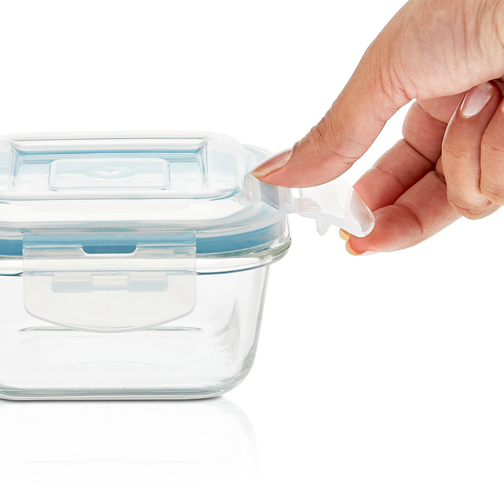 Buy Elite Blue Grey Glass Lunch Box, Square x 4 (Tall) at Best Price