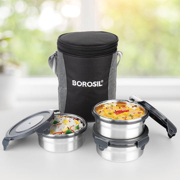 Feast Stainless Steel Lunch Box, Round x 3 (Tall)