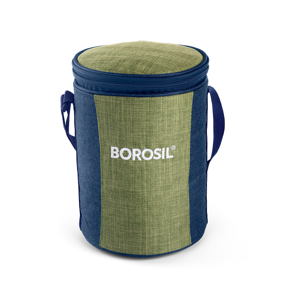 My Borosil Glass Lunchboxes Set of 3, 400ml Ace Green Glass Lunch Box, Round x 3 (Tall)