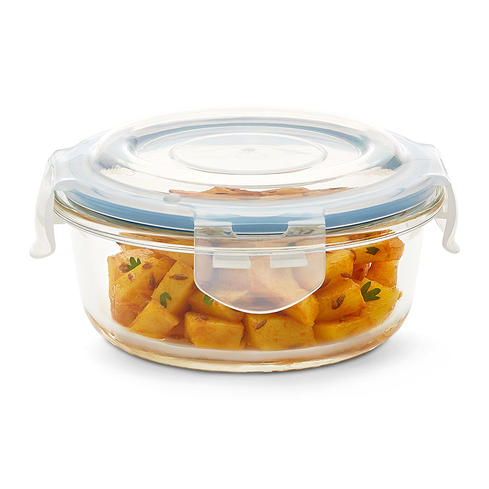 Lunch Container Round Buy Elite Blue Grey Glass Lunch Box, Round x 4 (Tall) at Best Price ...