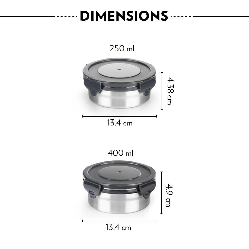 My Borosil Glass Lunchboxes Set of 4 (400 ml x 2, 250 ml x 2) Feast Universal Stainless Steel Lunch Box