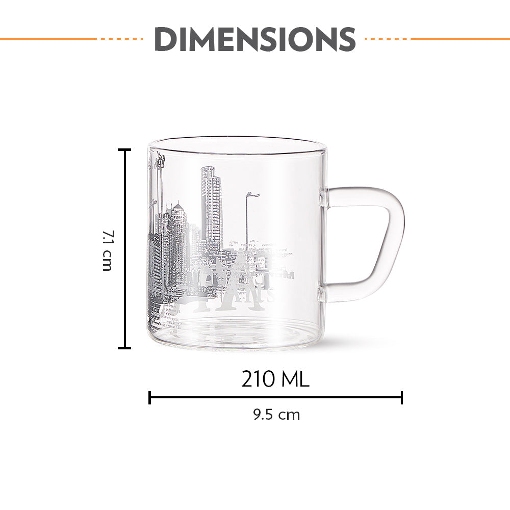 My Borosil Glass Mugs 190 ml x 6 Roma Glass Mug, Set of 6