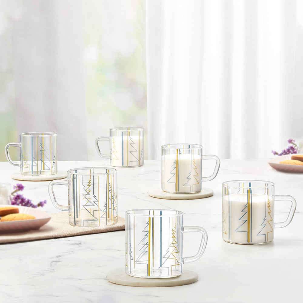 My Borosil Glass Mugs 190 ml x 6 Sintra Classic Mug, Set of 6