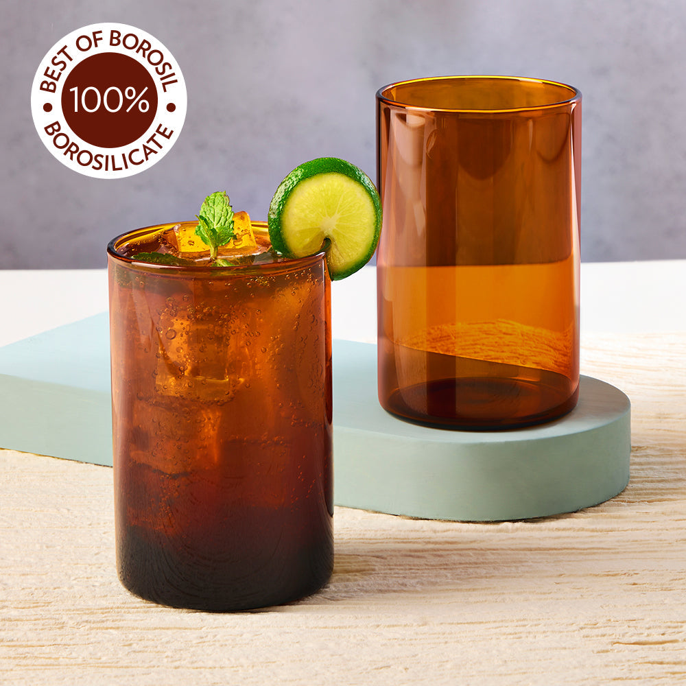 Borosil Vision Amber Glass, Set of 6, 350ml