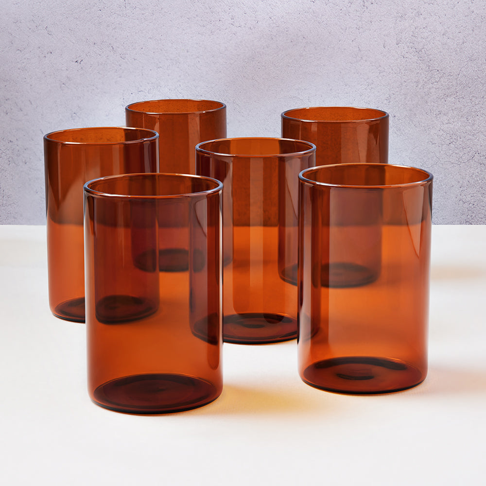 Borosil Vision Amber Glass, Set of 6, 350ml