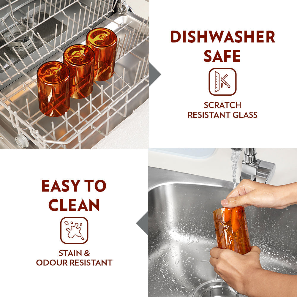 Borosil Vision Amber Glass, Set of 6, 350ml
