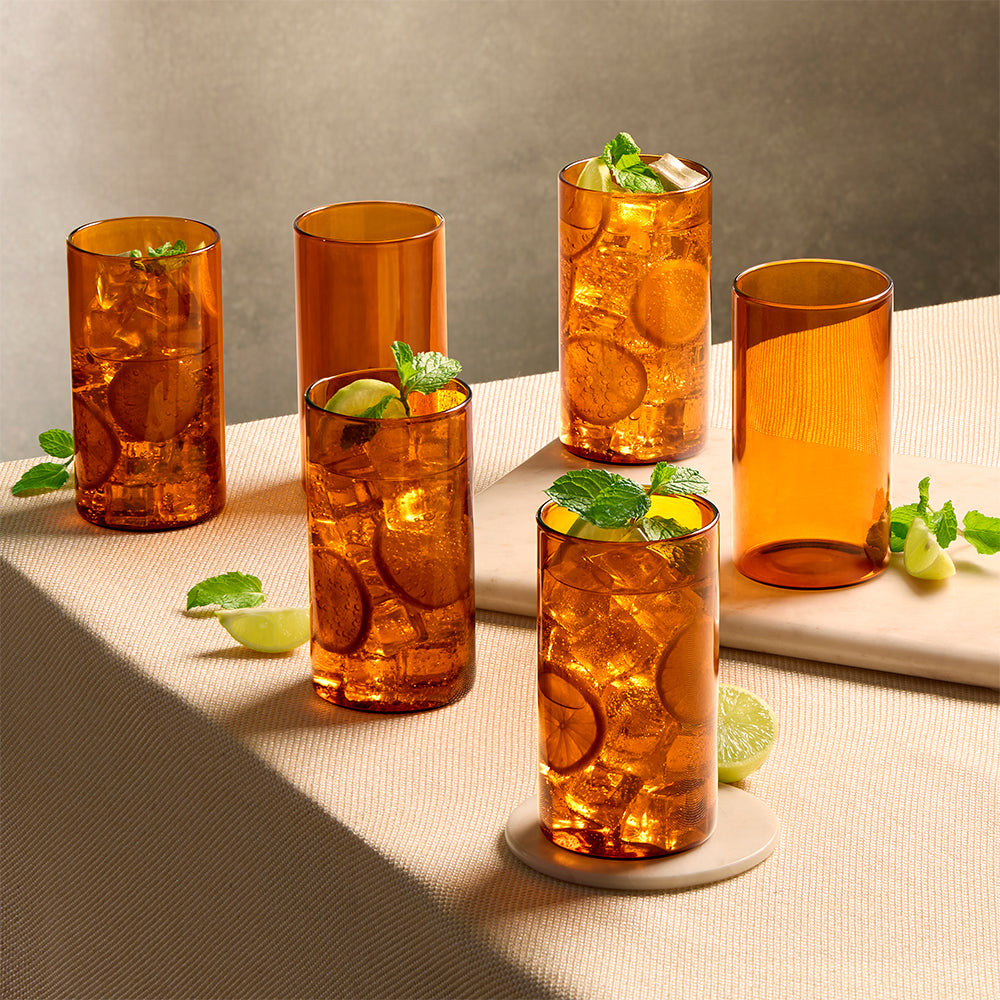 My Borosil Glass Tumblers Borosil Vision Amber Glass, Set of 6