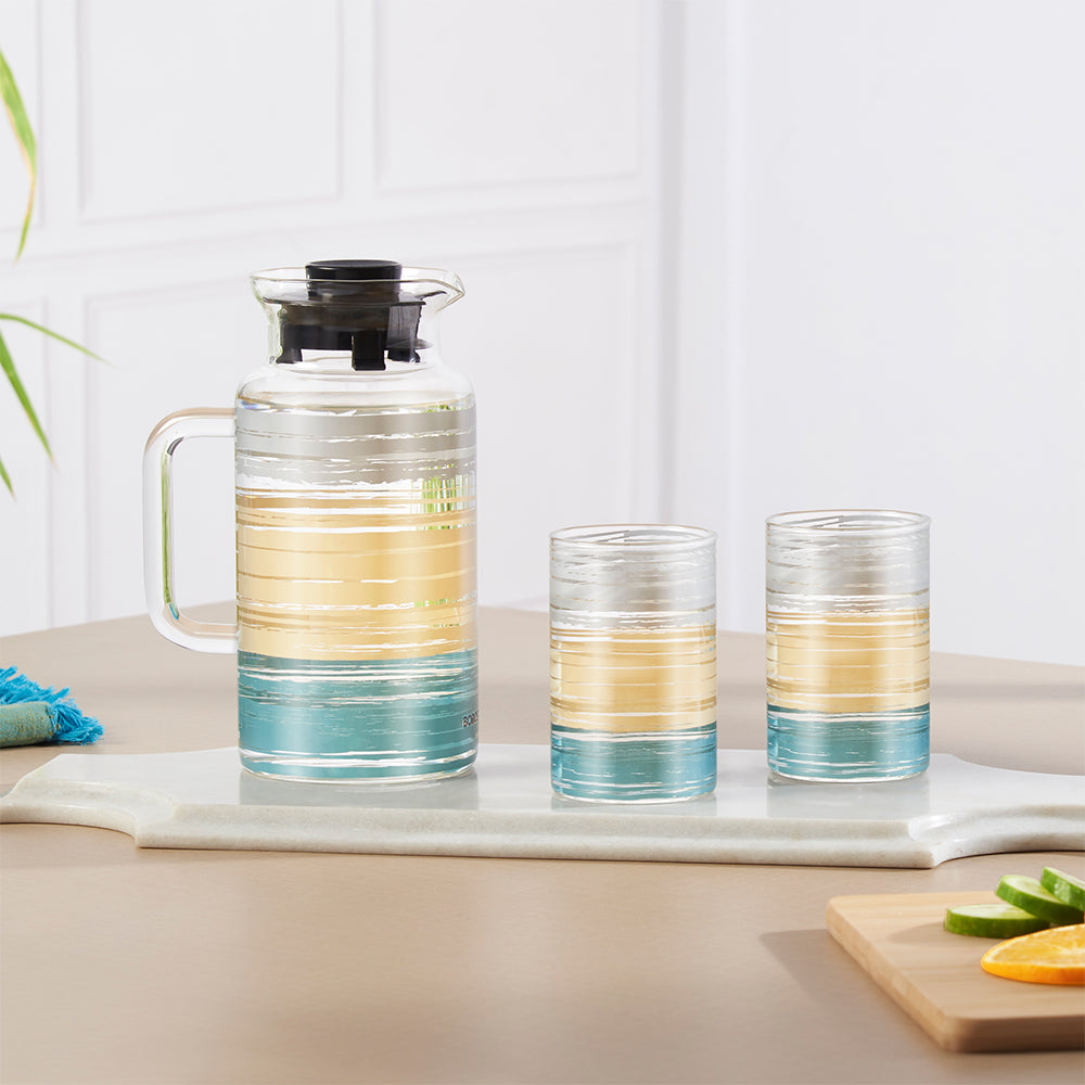 Glance Multipurpose Jug w Glasses, 1L + 295ml x 2