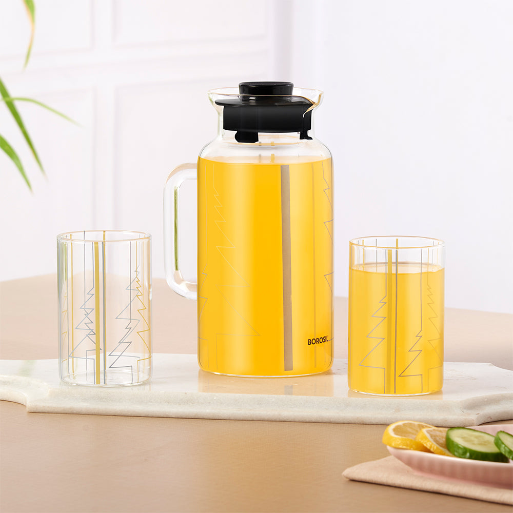 Sintra Multipurpose Glass Jug w Glasses, 1L + 295ml x 4