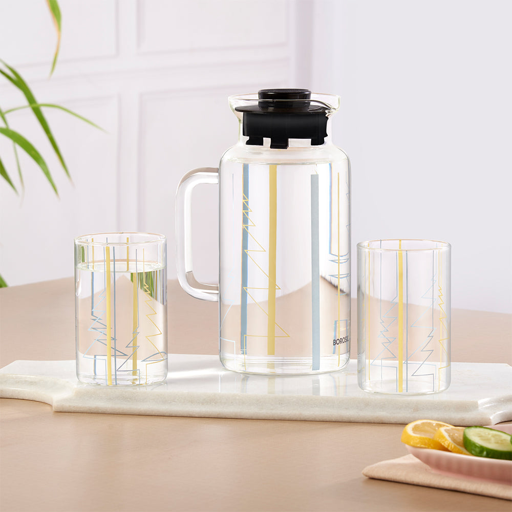 Sintra Multipurpose Glass Jug w Glasses, 1L + 295ml x 4
