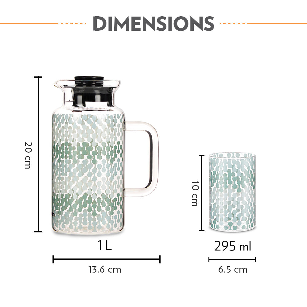Vista Multipurpose Jug w Glasses, 1L + 295ml x 4