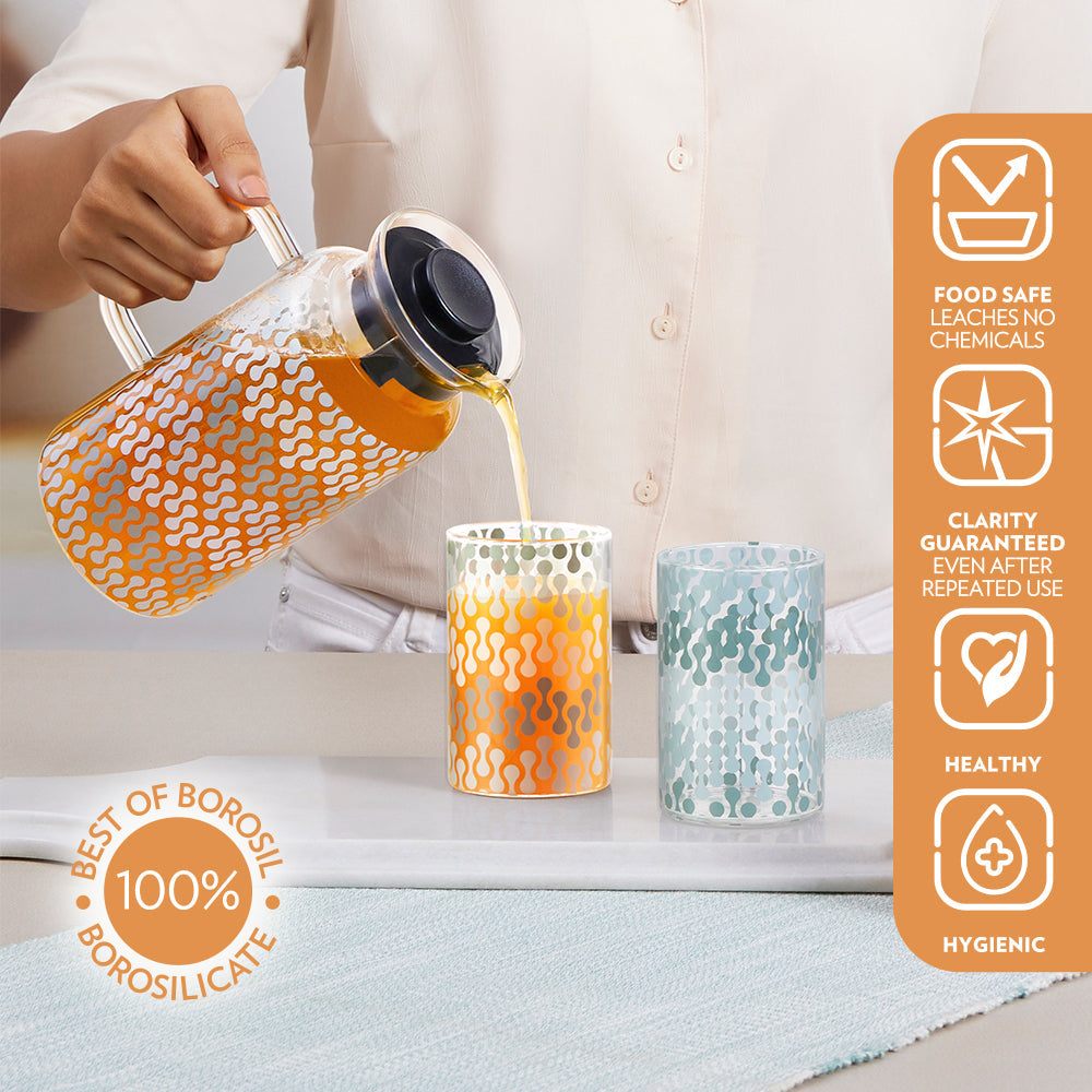 Vista Multipurpose Jug w Glasses, 1L + 295ml x 4