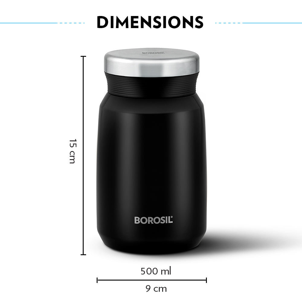 My Borosil Insulated Mug 500 ml Carry Mate Black, 500 ml