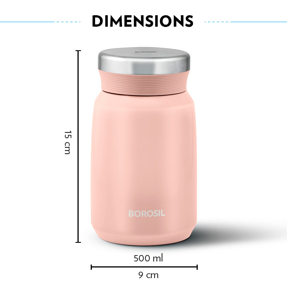 My Borosil Insulated Mug 500 ml Carry Mate Pink, 500 ml