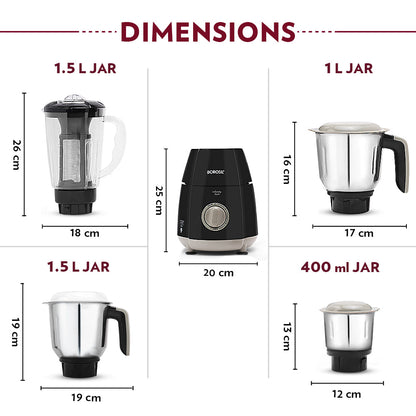 My Borosil Mixer Grinders Borosil Infinity Mixer Grinder, 4 Jars