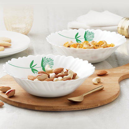 Larah by Borosil Green Lily Multipurpose Bowl, 2 pc Set