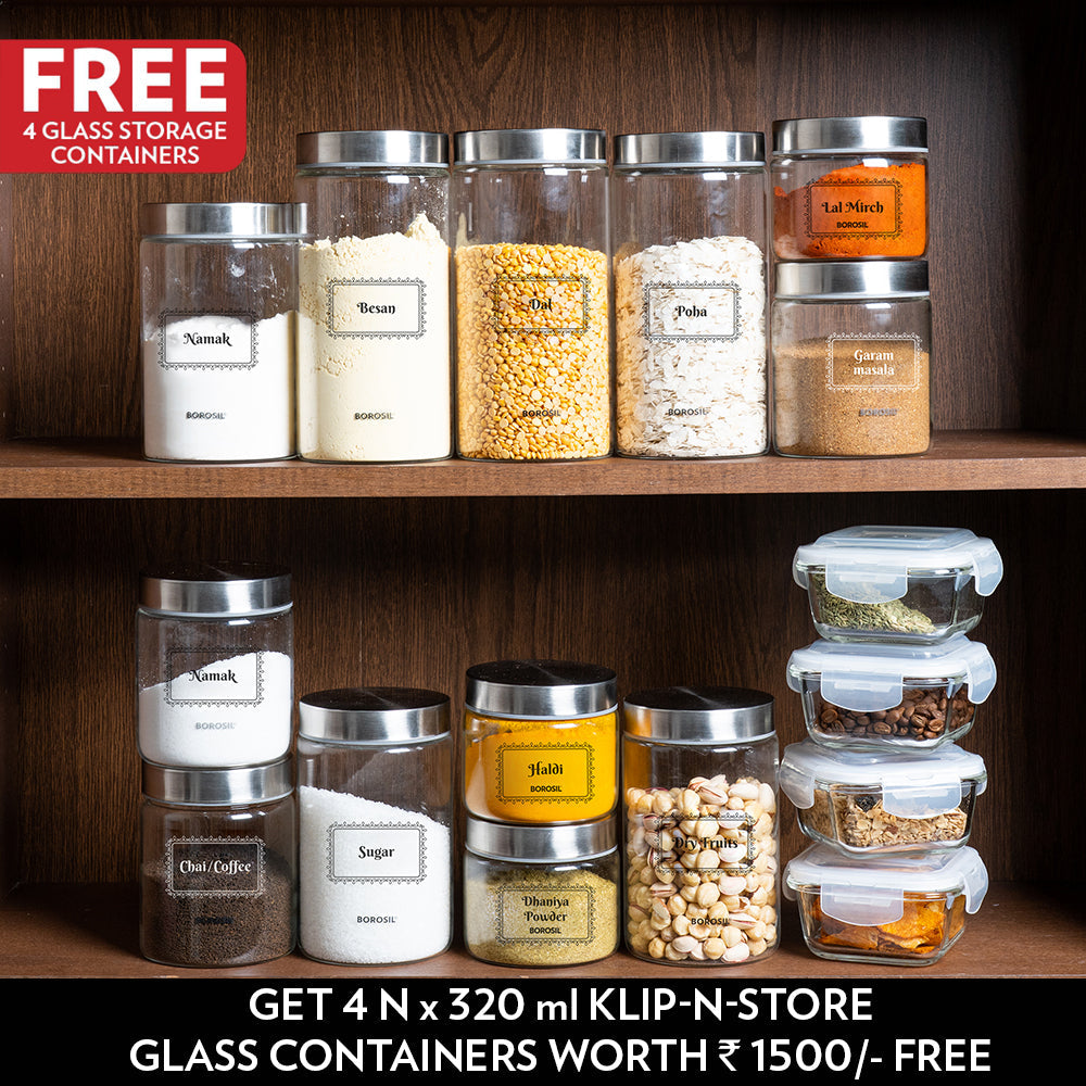 My Borosil Mothers Day Combo Neat Pantry Set - Set of 12 Endura Jars