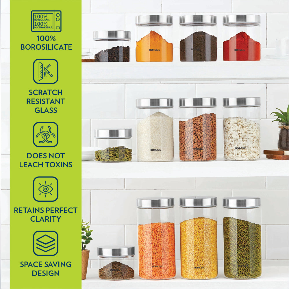 My Borosil Mothers Day Combo Neat Pantry Set - Set of 12 Endura Jars