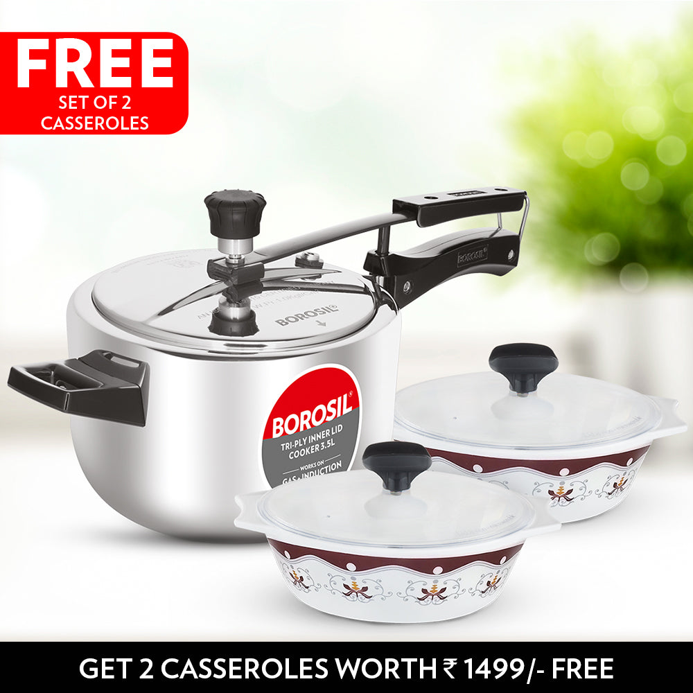 Home Chef Set-Buy Inner Lid Pressure Cooker & Get Casseroles with Lid Free Worth â¹ 1,499/- India