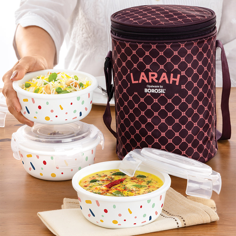 My Borosil Opal Lunchboxes 400 ml x 3 Aria Lunchbox, Set of 3