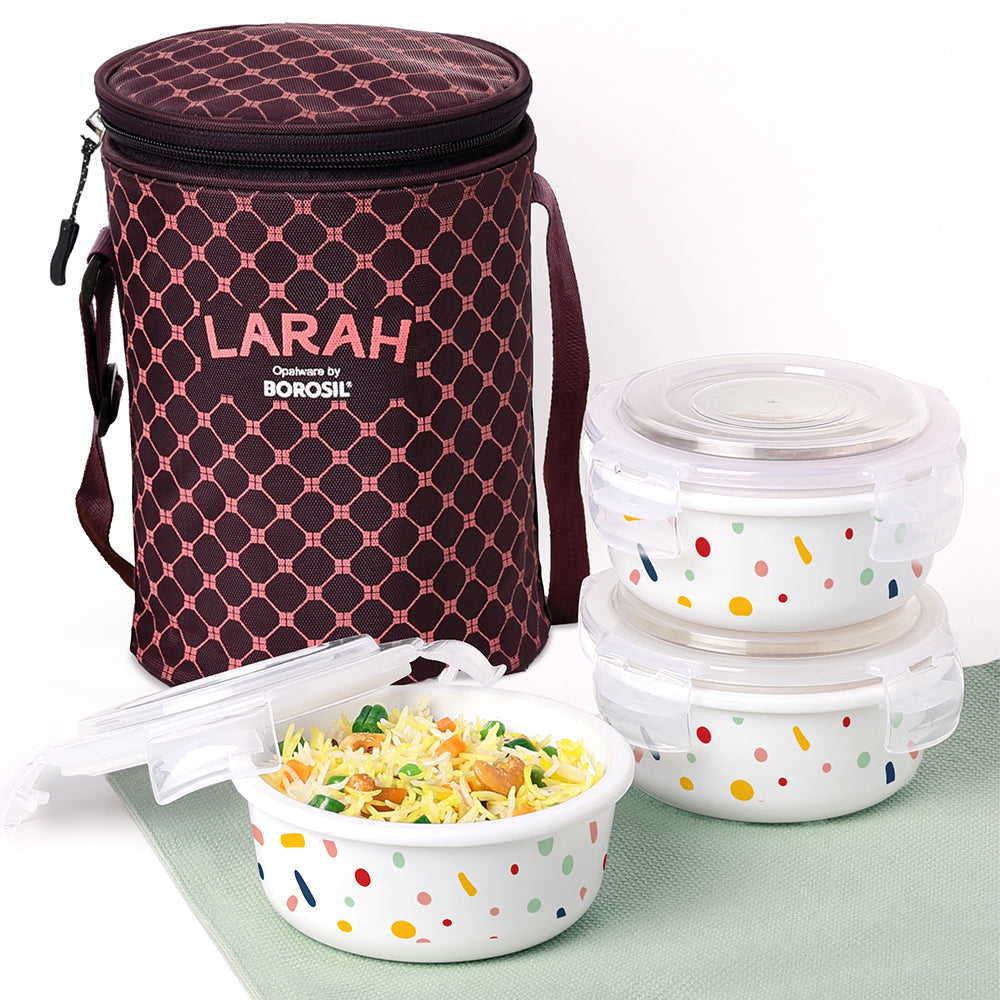 My Borosil Opal Lunchboxes 400 ml x 3 Larah by Borosil Aria Lunchbox, Set of 3