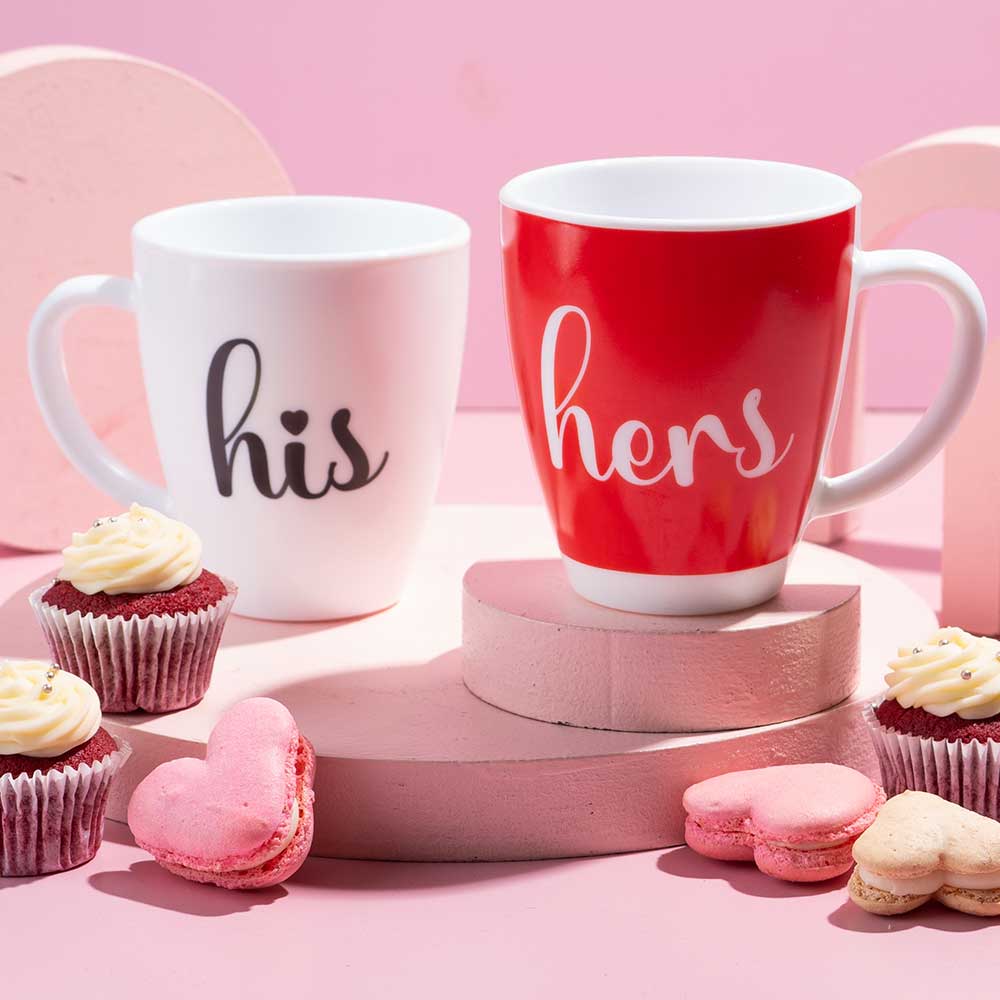 Larah By Borosil His and Hers Mug Set, 390ml x 2