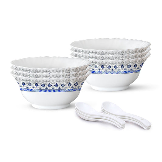 My Borosil Opalware Bowls & Katoris 12 pc Set Larah by Borosil Ocean Soup Bowl w Spoon