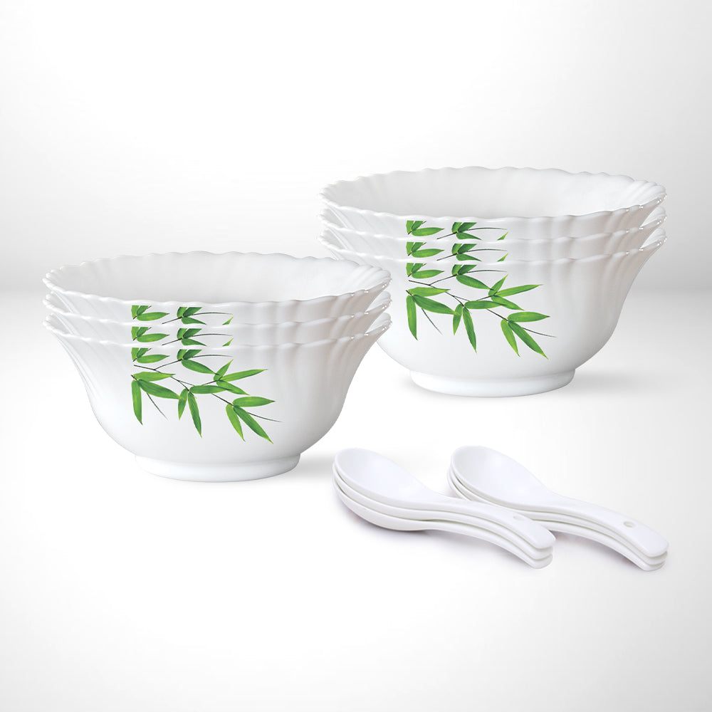 My Borosil Opalware Bowls & Katoris Serves 6 Larah by Borosil Bamboo Leaves Soup Bowl Set