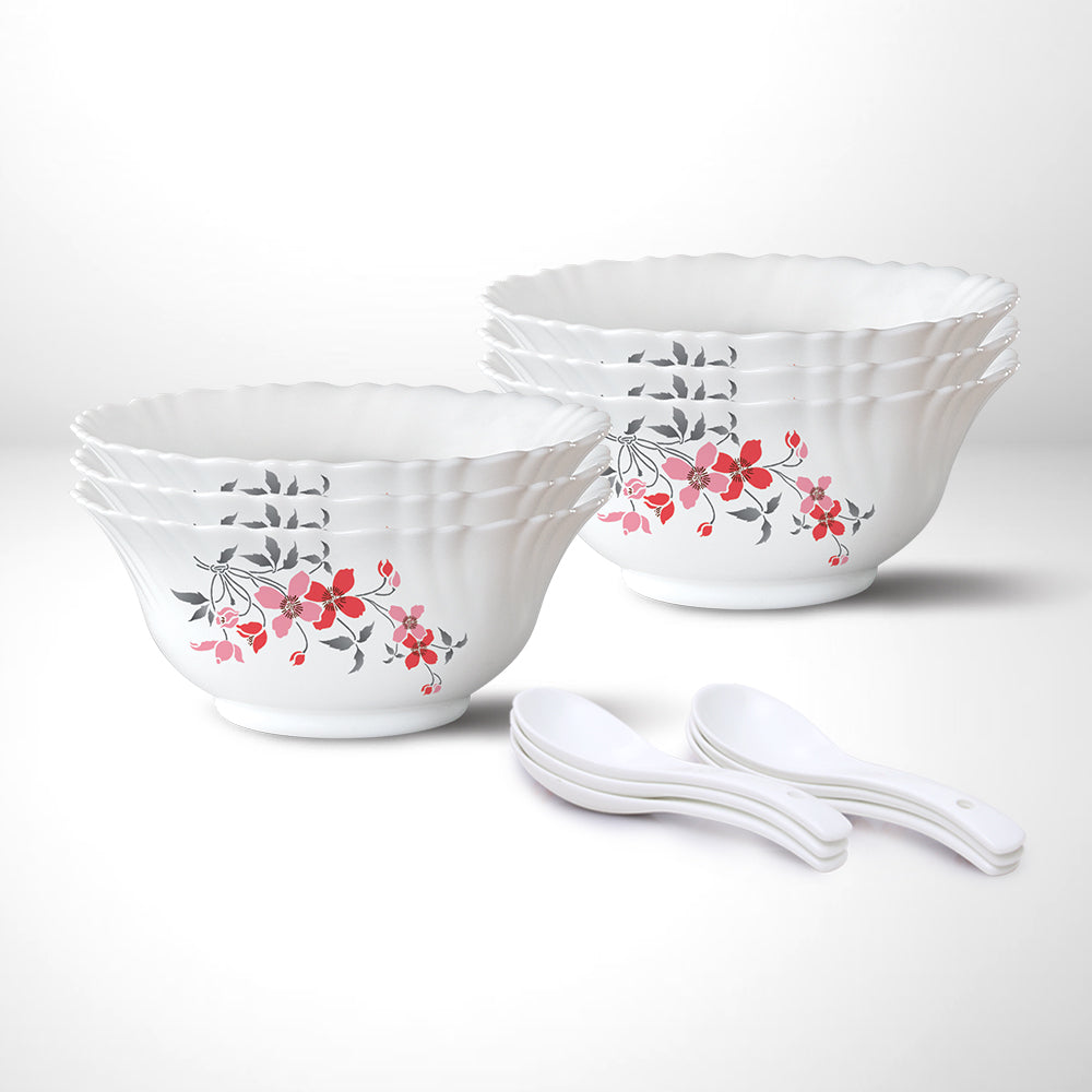 My Borosil Opalware Bowls & Katoris Serves 6 Larah by Borosil Fiore Soup Bowl Set