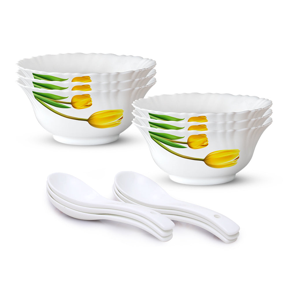 My Borosil Opalware Bowls & Katoris Serves 6 Larah by Borosil Lyana Soup Bowl w Spoon