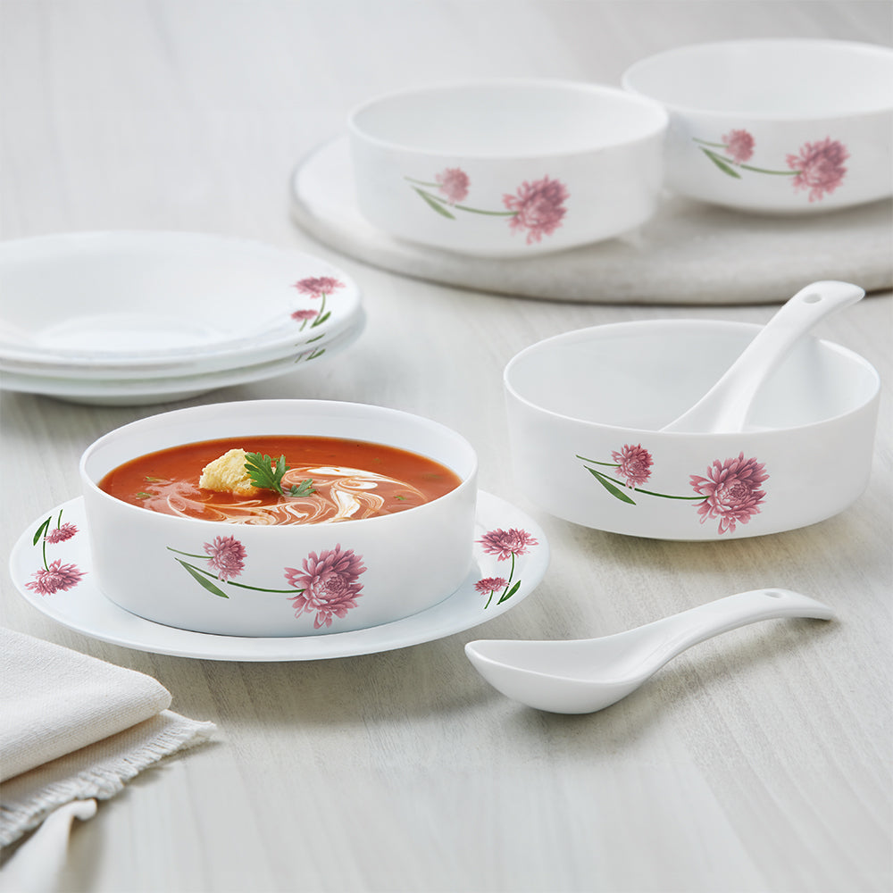 Larah by Borosil Nargis Soup Bowl w Saucer Set