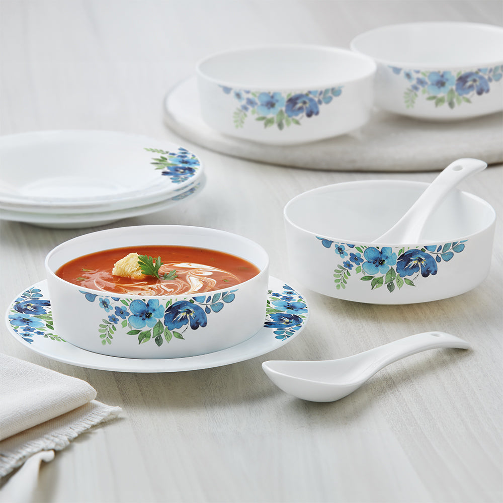 Larah by Borosil Pansy Soup Bowl w Saucer Set